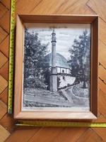 Pécsi Minaret, akvarell festmény, Ditrói Puskás Ede, méret jelezve!