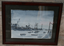 Kikötői akvarell párban