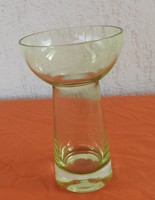 Halványzöld üvegváza - üveg váza - asztali gyertyatartó