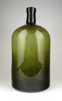 1A848 Antik méregzöld fújt üveg palack 35 cm