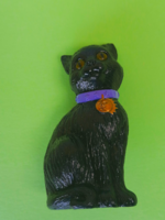 Retró trafikárú műanyag fekete macska szerencsehozó 