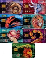 7 db telefonkártya - Horoszkóp 1995. - kos, bika, rák, oroszlán, szűz, skorpió, bak 