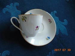 Antik Monarchiás EPIAG kézzel festett virágos mokkás csésze alátéttel