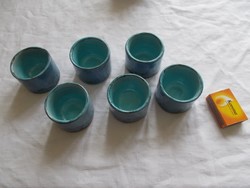 Coffee / short drink - retro ceramic set - blue glazed porcelain - flawless marked