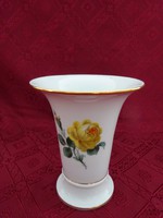 Antik meisseni porcelán sárga rózsás váza, magassága 17 cm. Vanneki!