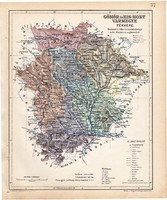 Gömör és Kis - Hont vármegye térkép 1904, megye, Magyarország, eredeti, Kogutowicz Manó, atlasz