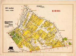 Budapest - XIV. kerület térkép 1948, hirdetés, reklám, 24 x 33 cm, főváros, Pest, Városliget, régi