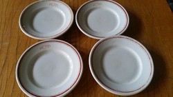 Zsolnay porcelán piros csíkos MSzMP süteményes tányér  4 db eladó!