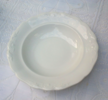 Retro indamintás fehér porcelánok, mély tányér 2 db együtt