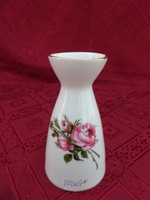 Hollóházi porcelán váza, rózsa mintás, magassága 10 cm. Vanneki!