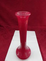 Glass vase, burgundy and white, 25 cm high. He has! Jókai.