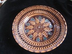 Óbányai openwork decorative wall plate, handmade in Elješe, fired in a wood fire oven
