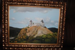 Szalkai Mária  festőművész festménye a nyári füzéri várról.