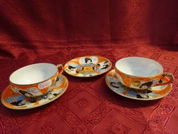 Japán porcelán teáscsésze + alátét. Gésa fej van a csésze aljában. Vanneki!