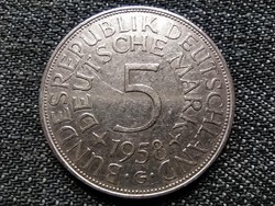 Németország NSZK (1949-1990) .625 ezüst 5 Márka 1958 G (id22979)	
