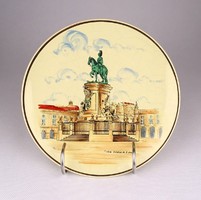 1B058 Portugál fali tányér József király lovasszobra 18 cm