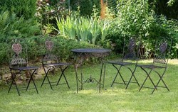 Kovácsoltvas kerti garnitúra - (1 db asztal + 4 db szék)