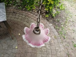 Lámpa fodros csipkés rózsaszín üveg búrával