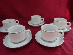 LILIEN porcelán Ausztria, kávéscsésze + alátét, barna csíkos. Vanneki!