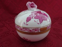 Herendi porcelain Apponyi-pattern bonbonier, handle has rose pattern. 6252/AP. Vanneki!