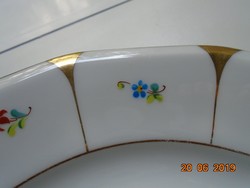 Altwien Karlsbad Biedermeier kézzel festett 12 szögletes  tányér,színes apró Meisseni virágokkal