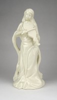 1B131 Hegedű művész mázas vajszínű porcelán figura 23 cm hegedűlő nő