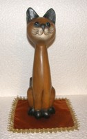 Faragott fa cica szobor, 38 cm