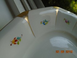 Altwien Karlsbad Biedermeier kézzel festett 12 szögletes  tányér,színes apró Meisseni virágokkal