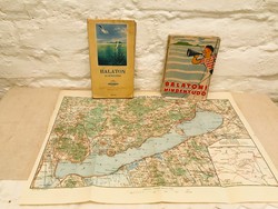 2 db Vintage Balaton térkép +1 KÖNYV. Balatoni mindentudó