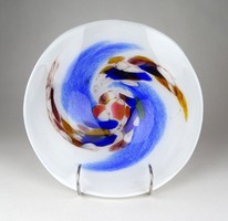 1B212 Művészi muránói színezett mid century fújt üveg dísztál 22 cm
