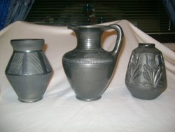 Black ceramic vase - three pieces together