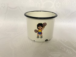 Retro enamel football mug, children's mug