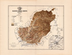 Maros - Torda megye térkép 1886 (5), vármegye, atlasz, eredeti, Kogutowicz, Marosvásárhely, 44 x 57 