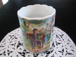 Austrian, souvenir cup with fairy tale scene, hand-painted, 7.3 x 9.3 cm