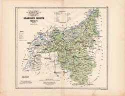 Szabolcs megye térkép 1889 (6), vármegye, atlasz, Kogutowicz Manó, 44 x 57 cm, Gönczy, ÖSSZEFIRKÁLT!