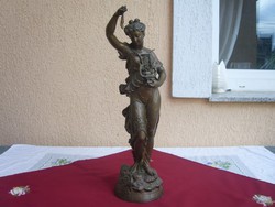 Hatalmas méretű Antik Spiáter szobor.,Ifjú hölgy hárfával,,,50cm magas!