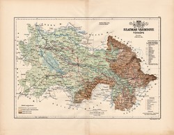 Szatmár megye térkép 1889 (6), vármegye, atlasz, Kogutowicz Manó, 44 x 57 cm, Gönczy, ÖSSZEFIRKÁLT!
