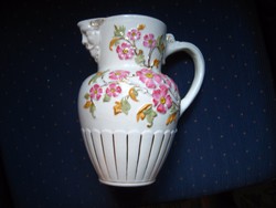 Zsolnay  faun fejes , antik  boros kancsó , a gyártás korai időszakából , masszába nyomott jelzéssel