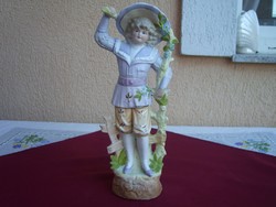 Ífjú hölgy kalapban, Antik porcelán szobor: Grafenthal Thuringia - 29,5cm.   1875.