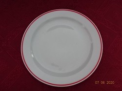 Zsolnay porcelán piros csíkos süteményes tányér, átmérője 18,5 cm. Vanneki!