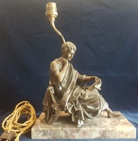 Asztali lámpa bronz szoborral
