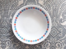 2 db Alföldi retro porcelán leveses főzelékes tányér - Bella, kék és piros menzamintás mélytányér