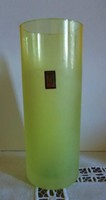 Karcagi modern savazott üveg, egyenes vonalú sárga- nagy váza