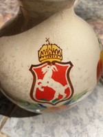 Antik, Magyar korona Kecskemét címerével, Hírős város, a barackos, Zsolnay? pálinka, butella, botéli