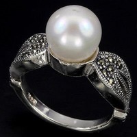 57 And tempered 9mm beaded marzasite 925 silver ring