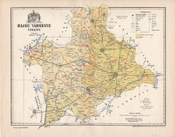 Hajdú vármegye térkép 1893 (4), lexikon melléklet, Gönczy Pál, 23 x 30 cm, megye, Posner Károly