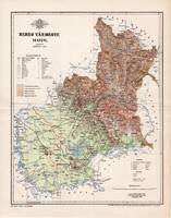 Bereg vármegye térkép 1896 (1), lexikon melléklet, Gönczy Pál, 23 x 30 cm, megye, Posner Károly