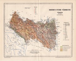 Modrus - Fiume vármegye térkép 1896 (4), lexikon melléklet, Gönczy Pál, 23 x 29 cm, megye, Posner K.