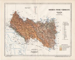 Modrus - Fiume vármegye térkép 1897 (3), lexikon melléklet, Gönczy Pál, 23 x 29 cm, megye, Posner K.