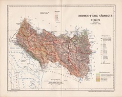 Modrus - Fiume vármegye térkép 1896 (1), lexikon melléklet, Gönczy Pál, 23 x 30 cm, megye, Posner K.